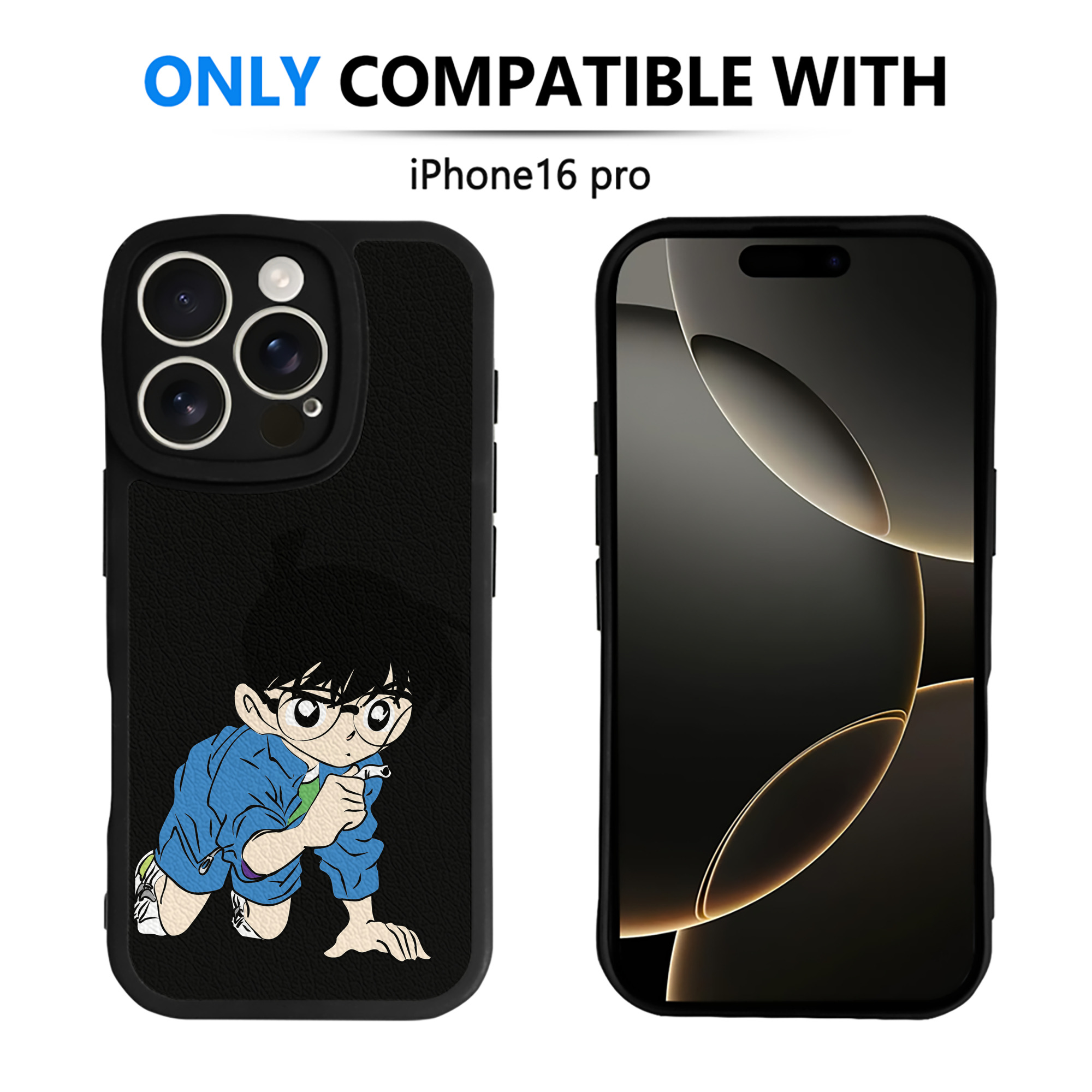 （画像用） 名探偵コナン 江戸川 コナン Detective Conan Conan Edogawa 【iPhone 16シリーズ対応】シリコンスマホケース（レザー調） 材質：シリコン
